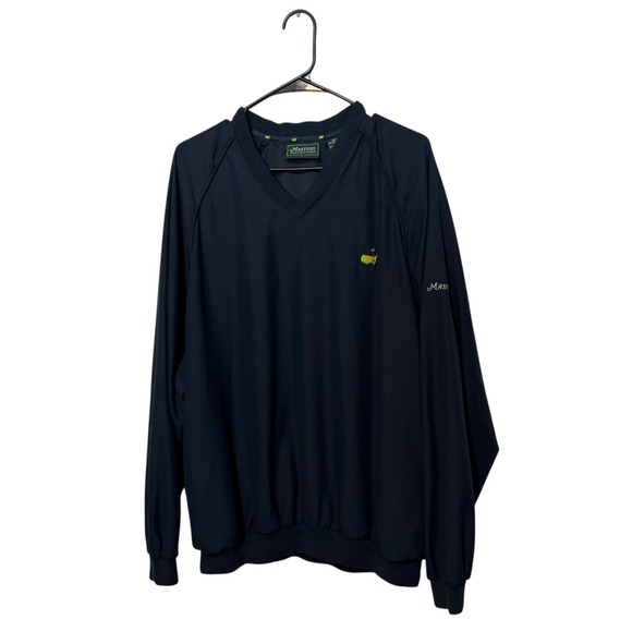 Masters Collection Jacket Mens Large Navy Blue Golf Pullover Windbreaker V Neck - Picture 1 of 9